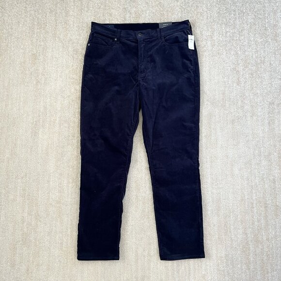 NWT Gap Velvet Velour High Rise Vintage Slim Blue Pants 16/33 - Picture 1 of 12